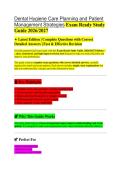 DENTAL HYGIENE CARE PLANNING AND PATIENT MANAGEMENT STRATEGIES EXAM READY STUDY GUIDE 2026&sol;2027 VERIFIED QUESTIONS WITH DETAILED ANSWERS &vert;&vert; COMPLETE BOARD REVIEW MATERIAL