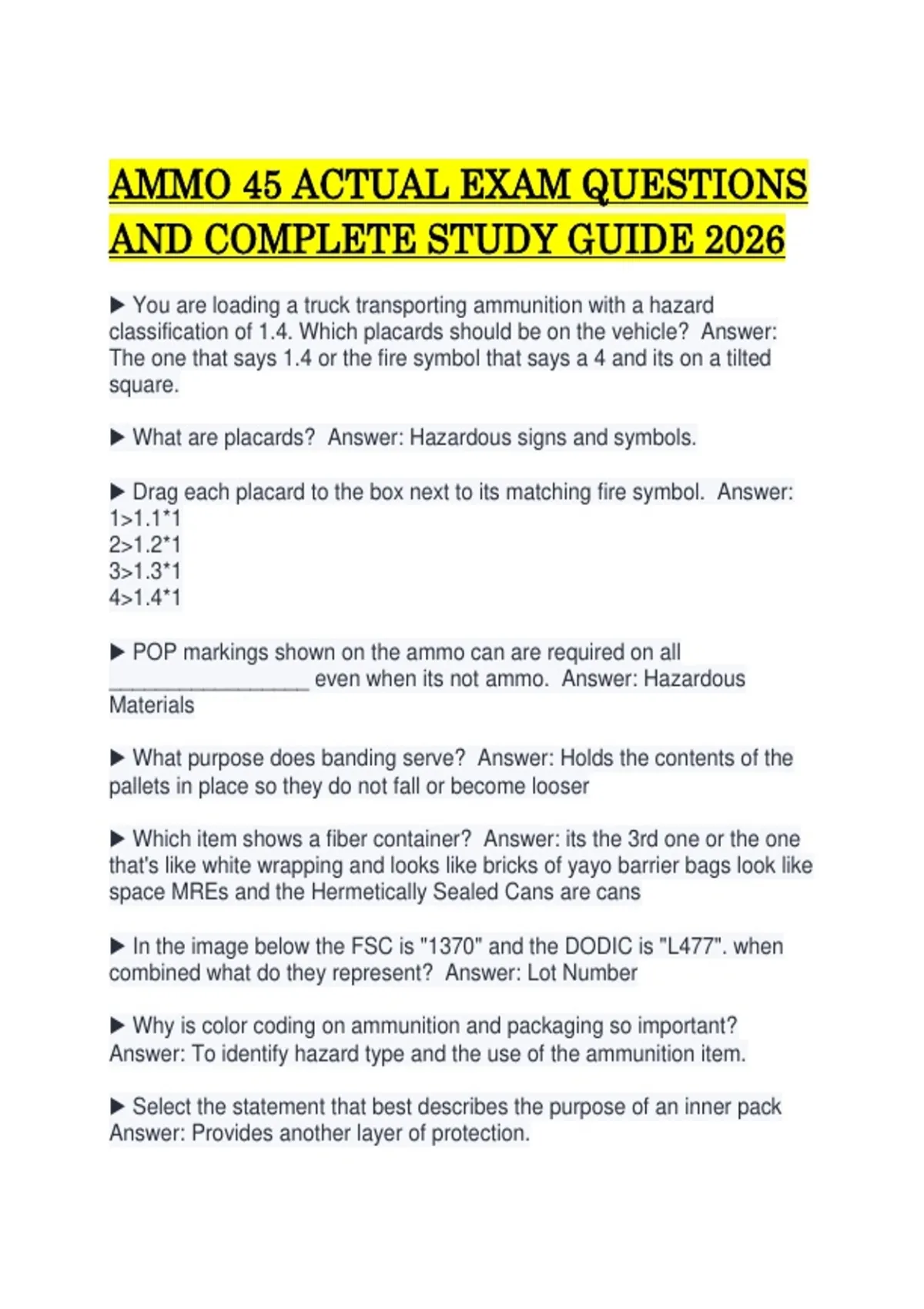 AMMO 45 ACTUAL EXAM QUESTIONS AND COMPLETE STUDY GUIDE 2026.pdf - AMMO ...