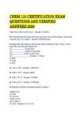 CHEM 110 CERTIFICATION EXAM QUESTIONS AND VERIFIED ANSWERS 2026&period;pdf&NewLine;&NewLine;