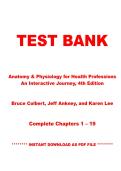 Test Bank For Anatomy & Physiology for Health Professions&comma; An Interactive Journey&comma; 4th Edition by Colbert &vert; Chapters 1&ndash;19 &vert; Instant PDF Download