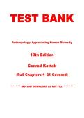 Test Bank for Anthropology&colon; Appreciating Human Diversity 19th Edition by Conrad Phillip Kottak &vert; Instant PDF Download