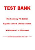 Test Bank for Biochemistry 7th Edition by Reginald Garrett and Charles Grisham &vert; Chapters 1&ndash;32 &vert; Instant PDF Download
