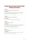 Nevada Funeral Arranger Test Study Guide Questions and Answers