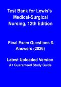 Test Bank for Lewis's Medical-Surgical Nursing 12th Edition PDF &vert; NCLEX Practice Questions&comma; Rationales & Exam Prep