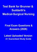Test Bank for Brunner & Suddarth&rsquo;s Medical-Surgical Nursing PDF &vert; NCLEX Practice Questions & Exam Prep