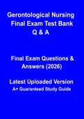 Gerontological Nursing Final Exam Test Bank PDF &vert; Practice Questions&comma; Rationales & Study Guide
