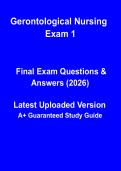 Gerontological Nursing Exam 1 2026 PDF &vert; Study Guide&comma; Practice Questions & Revision Notes