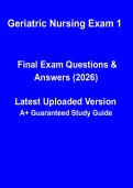 Geriatric Nursing Exam 1 PDF &vert; Complete Study Guide&comma; Practice Questions & Revision Notes