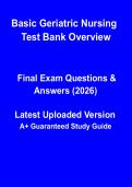 Basic Geriatric Nursing Test Bank Overview 2026 PDF &vert; Practice Questions&comma; Rationales & Study Guide