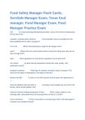 Food Safety Manager Flashcards ServSafe Manager Exam Texas Food Manager Practice Exam Questions and Answers Graded A&plus;