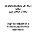 Medical Review Officer MRO Exam 2025&sol;2026 &vert; 100&plus; Questions with Verified Answers & Rationales &vert; A&plus; Study Guide