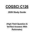 CogSci C126 Cognitive Science Midterm 1 Exam   2025&sol;2026 &vert; 100&plus; Questions with Verified Answers & Rationales &vert; A&plus; Study Guide