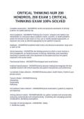 CRITICAL THINKING NUR 200 HONDROS&comma; 200 EXAM 1 CRITICAL THINKING EXAM 100&percnt; SOLVED