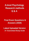 A Level Psychology Research Methods 2026 &vert; Complete Revision Notes & Study Guide PDF