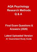 AQA Psychology Research Methods 2026 &vert; Complete Revision Notes & Study Guide PDF