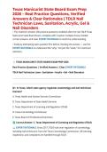 Texas Manicurist State Board Exam Prep 2026 &ndash; Real Practice Questions&comma; Verified Answers & Clear Rationales &vert; TDLR Nail Technician Laws&comma; Sanitation&comma; Acrylic&comma; Gel & Nail Disorders