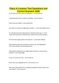 Class A Lineman Test Questions and Correct Answers 2026