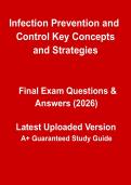 Infection Prevention and Control Key Concepts & Strategies &vert; Complete Study Guide PDF