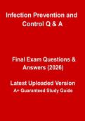 Infection Prevention and Control 2026 Exam&colon; Updated Revision Notes&comma; Guidelines & Practice Questions PDF