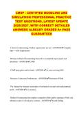 CMSP - CERTIFIED MODELING AND SIMULATION PROFESSIONAL PRACTICE TEST QUESTIONS&comma; LATEST UPDATE 2026&sol;2027&comma; WITH CORRECT DETAILED ANSWERS ALREADY GRADED A&plus; PASS GUARANTEED&NewLine;