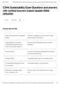 CSWA Sustainability Exam Questions and answers with verified Answers &lpar;Latest Update 2026&rpar; UPDATE&excl;&excl;&NewLine;&NewLine;