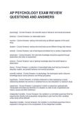 AP PSYCHOLOGY EXAM REVIEW QUESTIONS AND ANSWERS