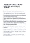 AP PSYCHOLOGY EXAM REVIEW QUESTIONS WITH CORRECT ANSWERS