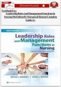 Test Bank for Leadership Roles and Management Functions in Nursing 9th Edition by Marquis & Huston &vert; Complete Guide A&plus;