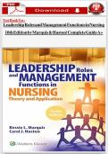 Test Bank for Leadership Roles and Management Functions in Nursing 10th Edition by Marquis & Huston &vert; Complete Guide A&plus;