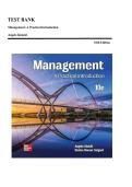 TEST BANK&lowbar;&lowbar;Management&colon; A Practical Introduction 10th Edition by Angelo Kinicki &comma; ISBN&colon; 9781260735161 &vert;Chapters 1-16&vert; All Chapters Verified&comma; Guide A&plus;