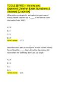 TCOLE &lpar;BPOC&rpar; - Missing and Exploited Children Exam Questions & Answers &lpar;Grade A&plus;&rpar;&period;docx&NewLine;&NewLine;