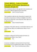 TCOLE &lpar;BPOC&rpar; - Code of Criminal Procedure &lpar;CCP&rpar; Exam Questions & Answers &lpar;Grade A&plus;&rpar;&period;docx&NewLine;&NewLine;