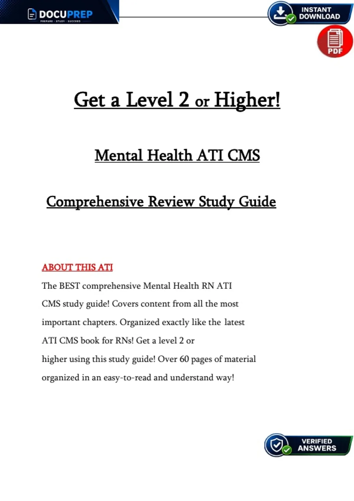 Mental Health ATI CMS – RN Comprehensive Review Study Guide - Nursing ...
