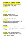 Global Health Studies -- Exam 1 Questions & Answers &lpar;Grade A&plus;&rpar;&period;docx&NewLine;&NewLine;