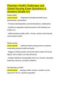 Planetary Health Challenges and Global Nursing Exam Questions & Answers &lpar;Grade A&plus;&rpar;&period;docx&NewLine;&NewLine;