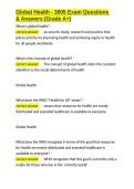 Global Health - 3005 Exam Questions & Answers &lpar;Grade A&plus;&rpar;&period;docx&NewLine;&NewLine;