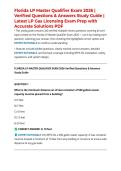 Florida LP Master Qualifier Exam 2026 &vert; Verified Questions & Answers Study Guide &vert; Latest LP Gas Licensing Exam Prep with Accurate Solutions PDF
