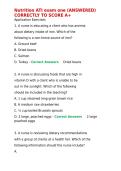 Nutrition ATI exam one &lpar;ANSWERED&rpar; CORRECTLY TO SCORE A&plus;