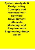 System Analysis and Design Key Concepts and Frameworks Software Development Lifecycle SDLC Agile Waterfall Requirements Engineering and System Modeling Study Guide 2025&sol; 2026
