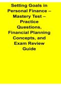 Setting Goals in Personal Finance Mastery Test Practice Questions Financial Planning Concepts Budgeting Saving and Investment Study Guide 2025&sol; 2026