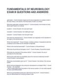 FUNDAMENTALS OF NEUROBIOLOGY EXAM III QUESTIONS AND ANSWERS &vert; GRADED A