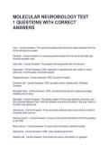 MOLECULAR NEUROBIOLOGY TEST 1 QUESTIONS WITH CORRECT ANSWERS