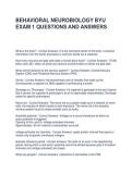 BEHAVIORAL NEUROBIOLOGY BYU EXAM 1 QUESTIONS AND ANSWERS