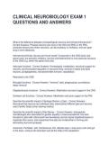 CLINICAL NEUROBIOLOGY EXAM 1 QUESTIONS AND ANSWERS