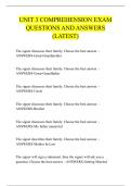 UNIT 3 COMPREHENSION EXAM &NewLine;QUESTIONS AND ANSWERS &NewLine;&lpar;LATEST&rpar;