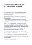 NEUROBIOLOGY EXAM 2 REVIEW SET QUESTIONS & ANSWERS