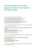 Utah Pesticide Applicator Actual Exam&NewLine;Questions And Answers Practice Questions&NewLine;With Solutions Newest