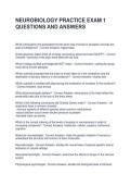 NEUROBIOLOGY PRACTICE EXAM 1 QUESTIONS AND ANSWERS