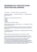 NEUROBIOLOGY PRACTICE EXAM I QUESTIONS AND ANSWERS