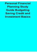 Personal Financial Planning Study Guide Budgeting Saving Credit and Investment Basics Financial Literacy Money Management and Wealth Building Workbook 2025&sol; 2026